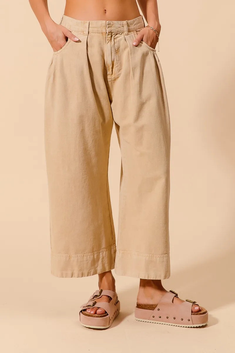 SO ME Mid Rise Wide Leg Chino Pants With Pockets Pants