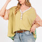 SAGE + FIG Color Block Bubble Sleeve Top Sage M Tops