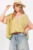 SAGE + FIG Color Block Bubble Sleeve Top Sage M Tops