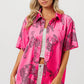 BiBi Leopard Print Short Sleeve Silky Satin Shirt Top Shirts