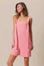 BiBi Texured Jacquard Romper with Side Pockets | Rompers Daverri Fashions
