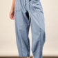 VERY J Washed Chambray Barrel Denim Pants Lt Denim