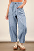 VERY J Washed Chambray Barrel Denim Pants Lt Denim