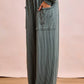 Slim-fit ribbed teal corduroy pants in BiBi two-tone set with side pockets