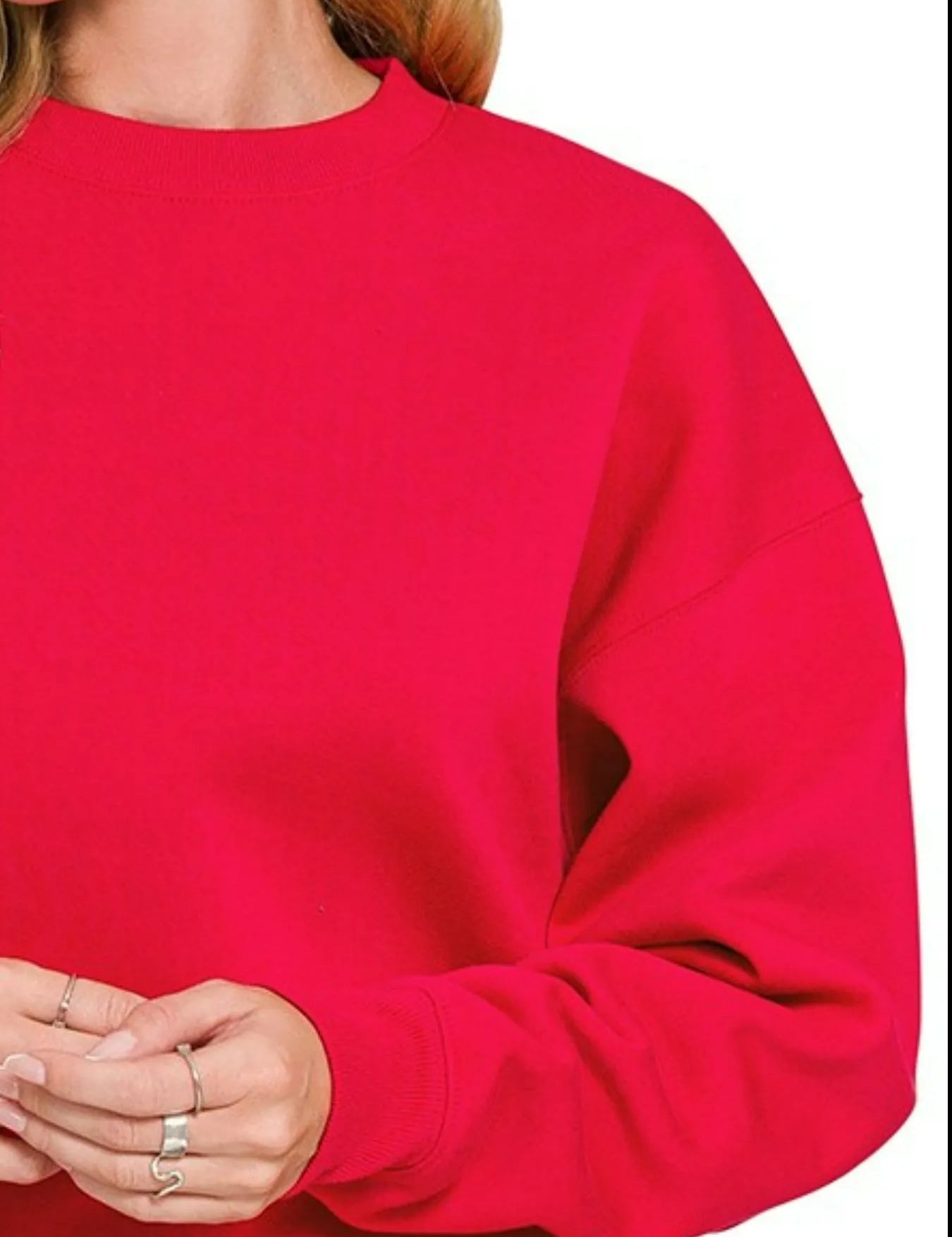 Zenana Fleece Crewneck Long Sleeve Sweatshirt | Sweatshirts Daverri Fashions