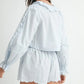MABLE Long Sleeve Scallop Blouse and Shorts Set Outfit Sets