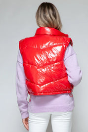 Snobbish Zip Up Turtleneck Shiny Quilted Vest | Vest Jackets Daverri Fashions