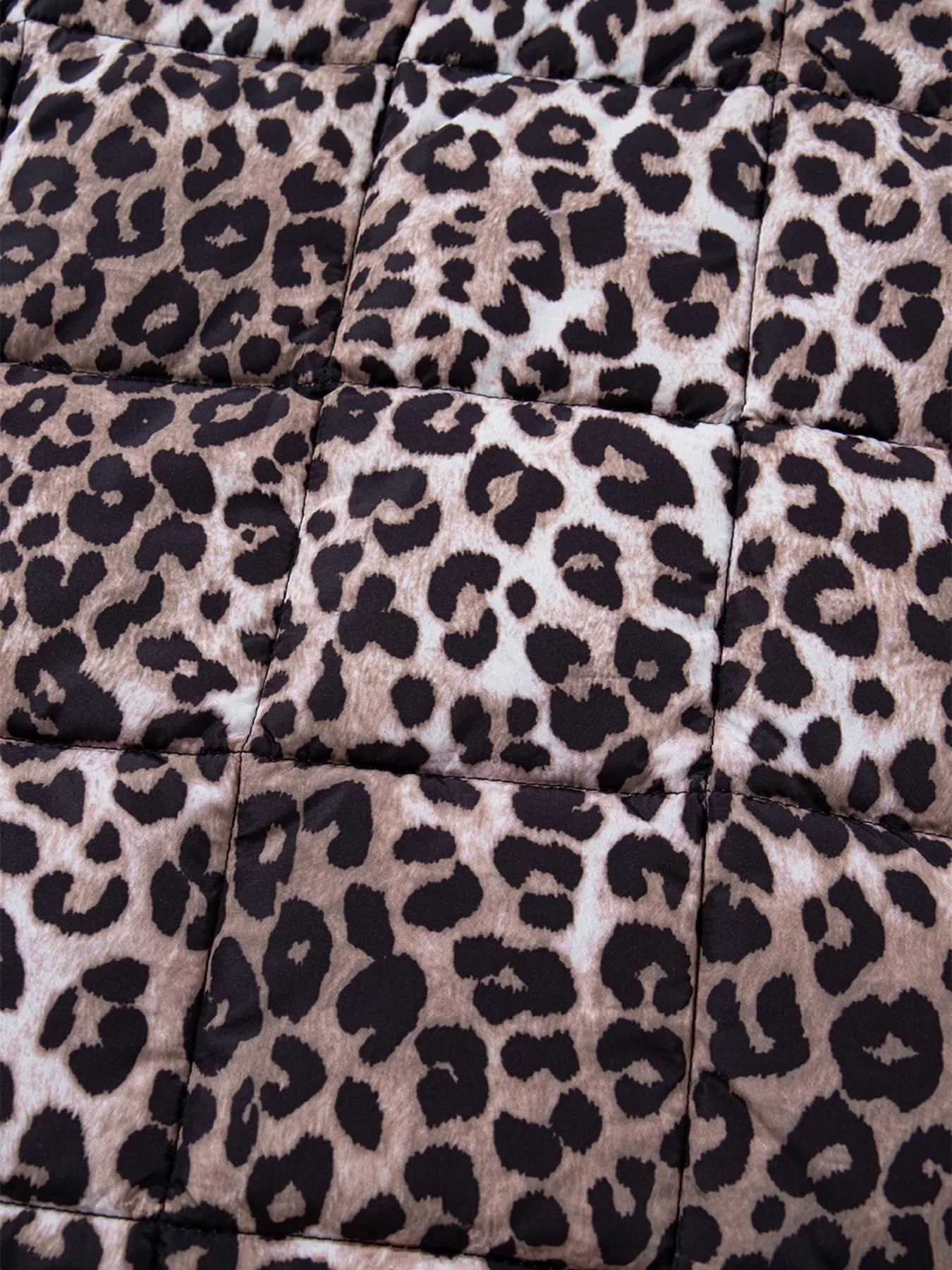 Leopard Quilted Full Zipper Casual Puff Vest | Vest Jackets Daverri Fashions