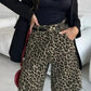 Leopard Print High-Waisted Denim Shorts - DAVERRI FASHIONS