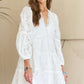 ADORA Lace Detail Tiered Eyelet V-Neck Babydoll Dress Babydoll Dresses