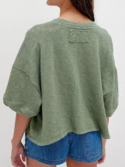 Button-Front Half Sleeve Cardigan | Cardigans Daverri Fashions