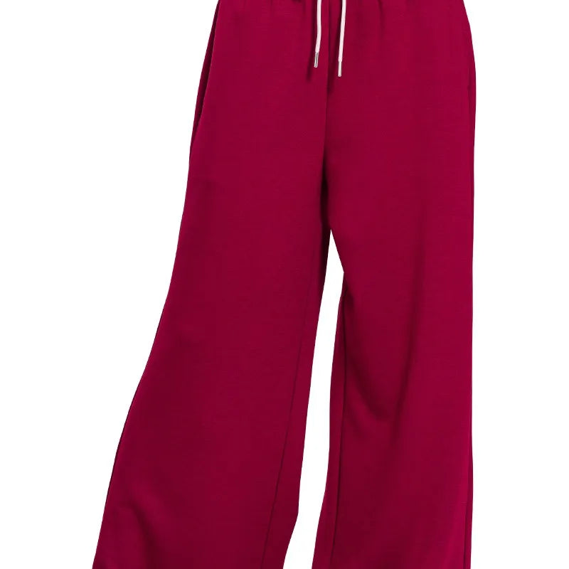 CABERNET Zenana Scuba Drawstring Pants Cabernet | Loungewear Bottoms Daverri Fashions