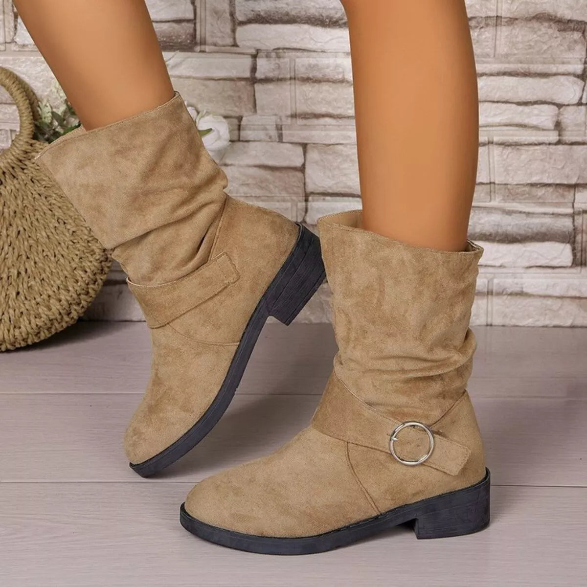 Round Toe Block Heels Boots | Boots Daverri Fashions