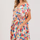 SAGE + FIG Full Size Floral Button-Down Short Sleeve Dress Knee Length Dresses