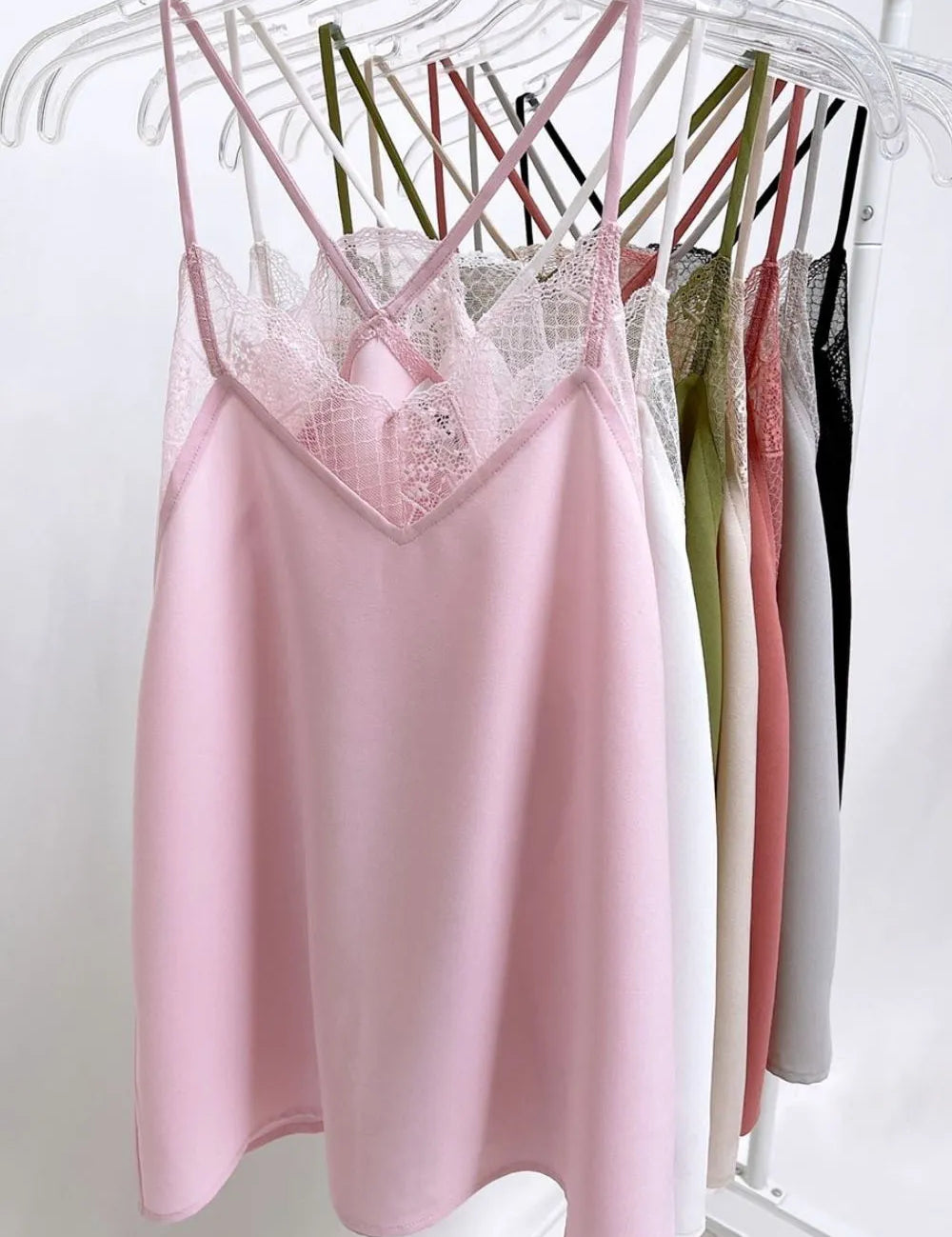 BiBi Lace Cami Solid Tank Top | Tops Daverri Fashions