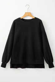 Black Round Neck Long Sleeve Sweatshirt | Sweatshirts Daverri Fashions