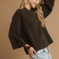 Umgee Textured Knit V-Neck Top Chocolate - DAVERRI FASHIONS