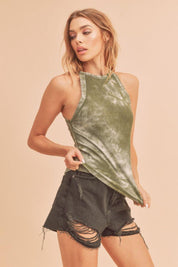 Aemi + Co Ribbed Tie-Dye Round Neck Tank | Tank Tops Daverri Fashions