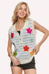 ADORA Short Sleeveless Flower Top with colorful crocheted flowers