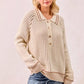 BiBi Half Button Ribbed Two Tone Sweater - DAVERRI FASHIONS