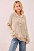 BiBi Half Button Ribbed Two Tone Sweater - DAVERRI FASHIONS