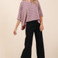 Mittoshop Texture Striped Print Round Neck Dolman Sleeve Top