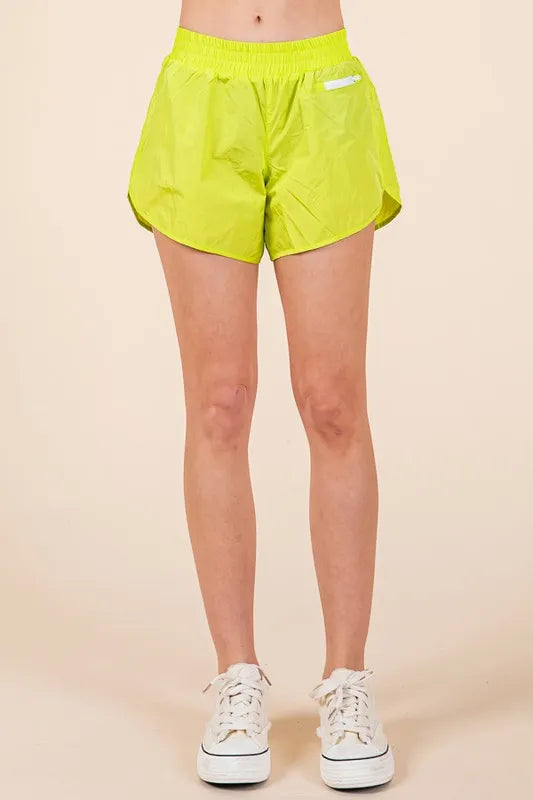 Lime 'N' Chili Packable Shorts with Front Mini Pocket