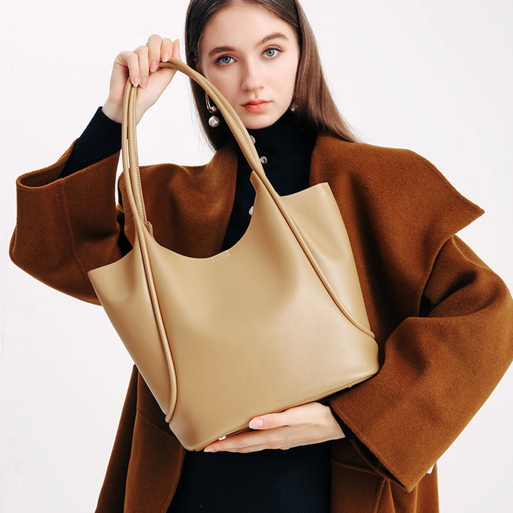 Genuine Leather Shoulder Tote Bag | Tote Bags Daverri Fashions