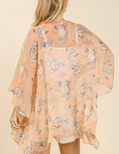 Umgee Full Size Sheer Mixed Print Kimono with Side Slit Plus Size Kimonos