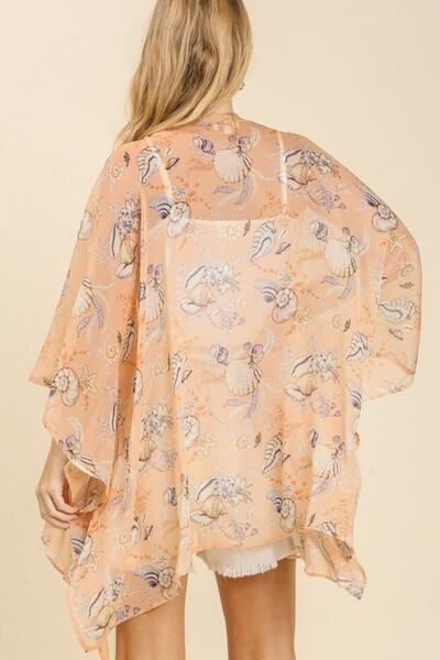 Umgee Full Size Sheer Mixed Print Kimono with Side Slit Plus Size Kimonos