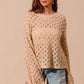 SO ME Geometric Pattern Open Knit Lightweight Sweater NATURAL