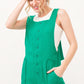 And The Why Button Up Tie Back Sleeveless Romper Green