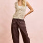 BiBi Washed Terry Pants with Pockets Vintage Mocha - DAVERRI FASHIONS