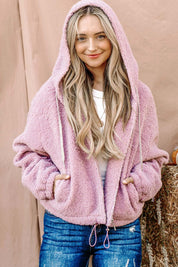 And The Why Sherpa Drawstring Cropped Hooded Jacket | Jackets Daverri Fashions