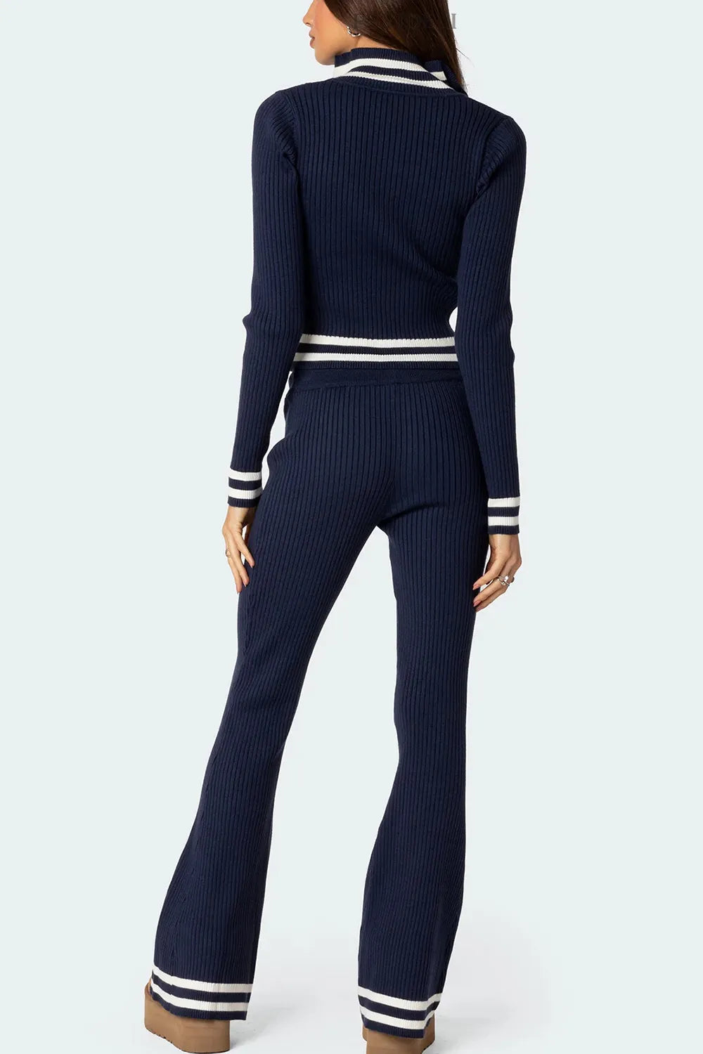 Zip Up Long Sleeve Top and Pants Set | Outfit Sets Daverri Fashions
