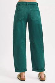 RISEN High Rise Ankle Cuffed Barrel Pants | Pants Daverri Fashions