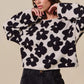 Black and cream floral SO ME loose fit lightweight cropped sweater top