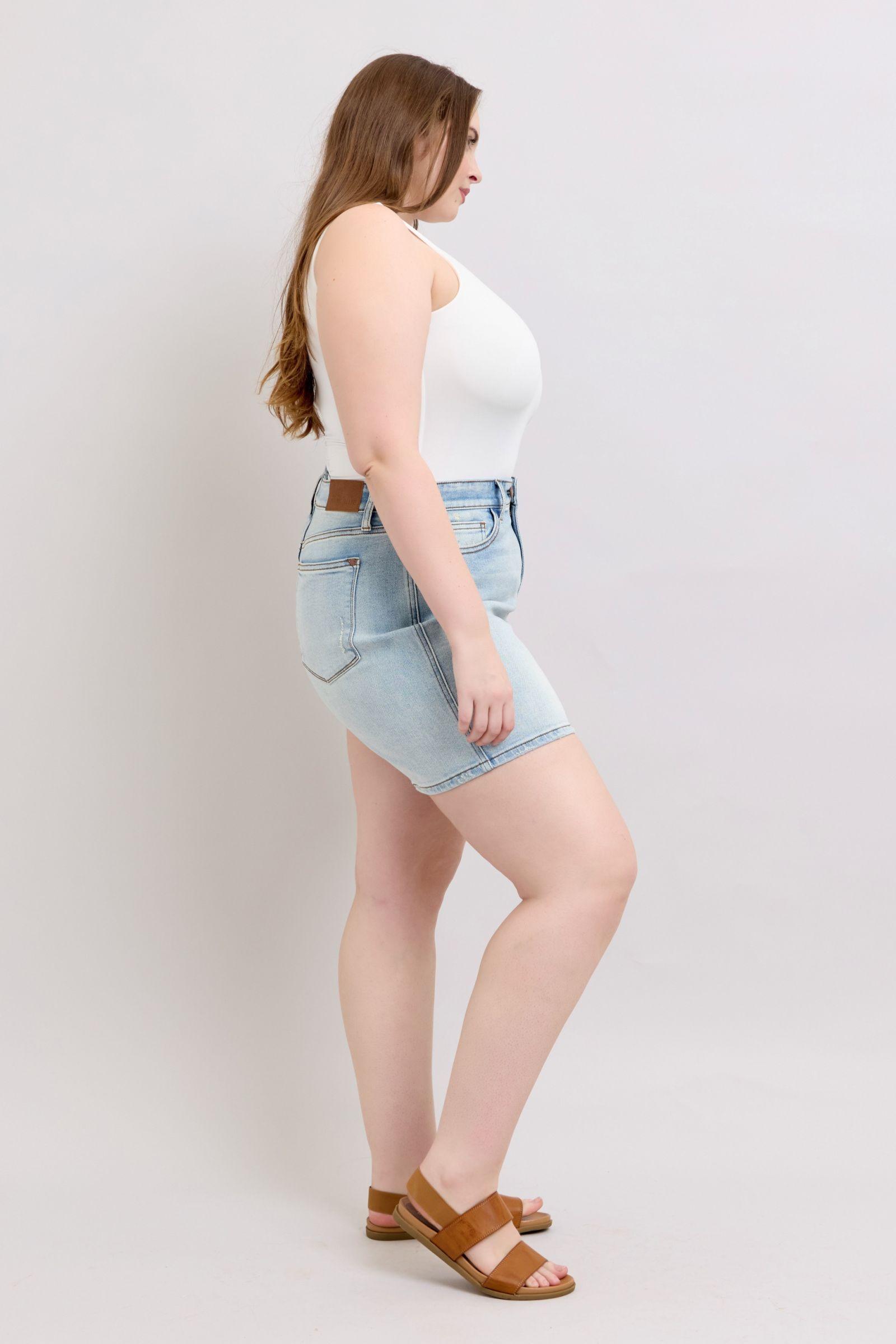 Judy Blue Full Size 2 Button Denim Shorts with Pockets Plus Size | Denim Shorts Daverri Fashions
