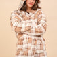 VERY J Fuzzy Plaid Long Sleeve Hooded Jacket
