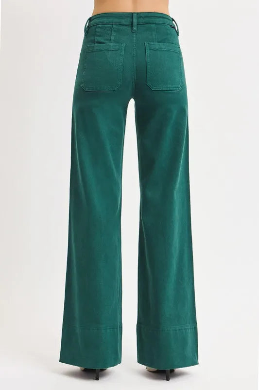 RISEN Full Size Tummy Control Mid Rise Wide Leg Jeans Plus Size Jeans