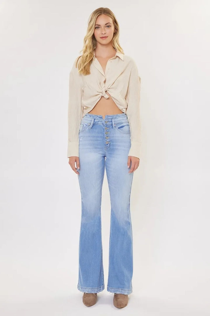 Kancan Curvy High Rise Flare Jeans LIGHT Jeans