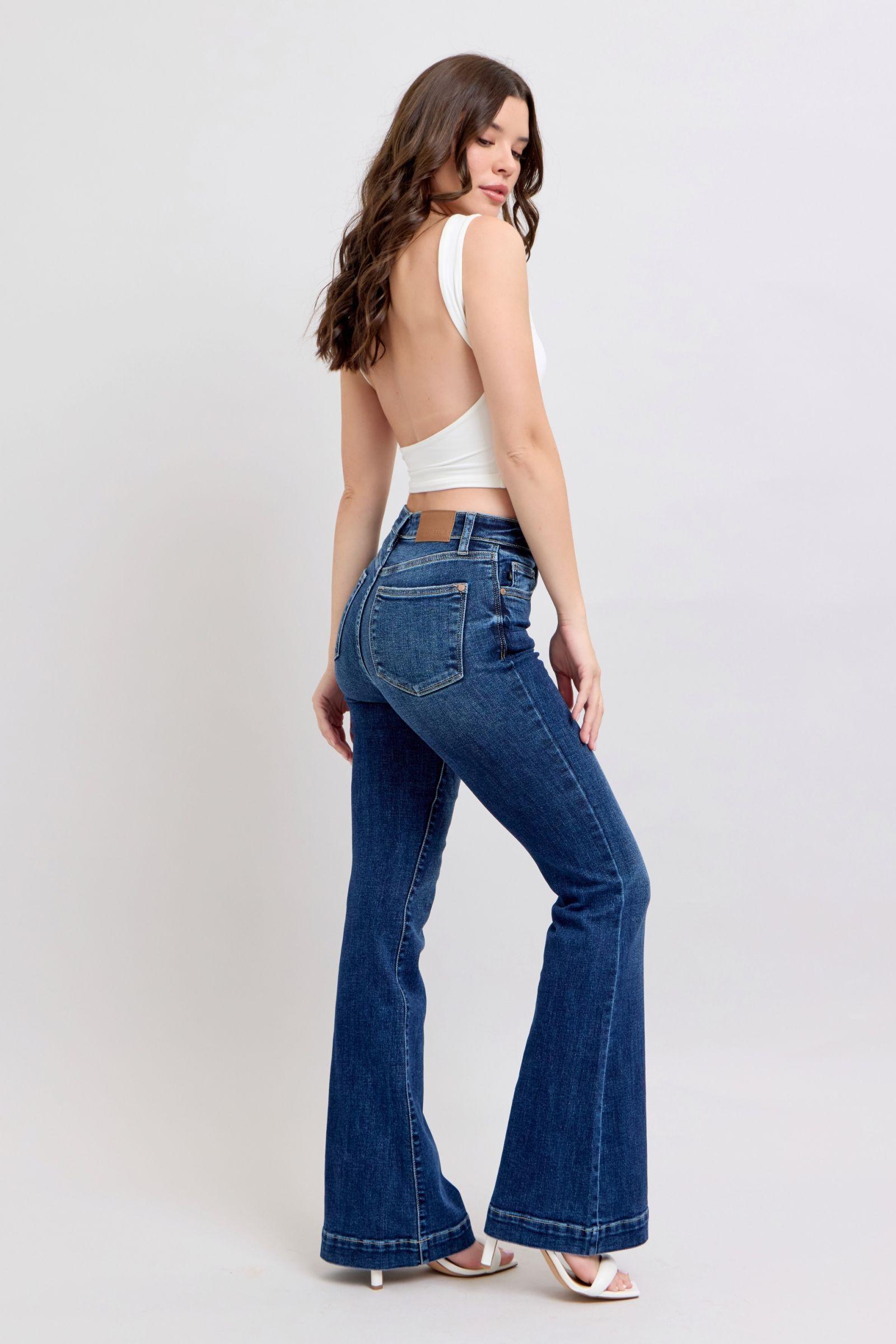 Judy Blue High Rise Flare Jeans with Pockets | Jeans Daverri Fashions