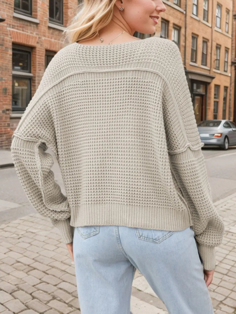 V-Neck Long Sleeve Sweater | Sweaters Daverri Fashions