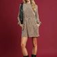 Umgee Velour Drawstring Mini Dress with Long Sleeves - DAVERRI FASHIONS