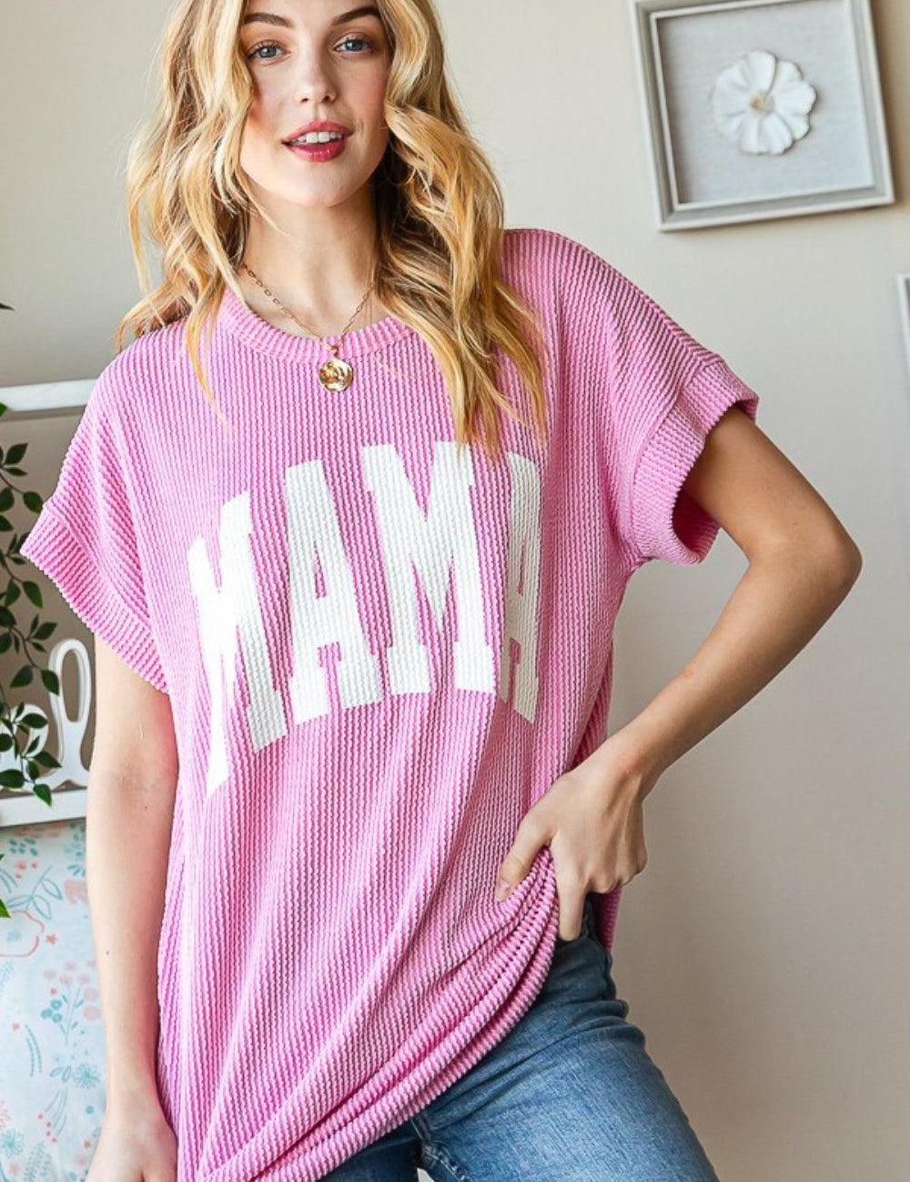 Heimish Full Size Letter Graphic Short Sleeve T-Shirt Pink Shirts & Tops