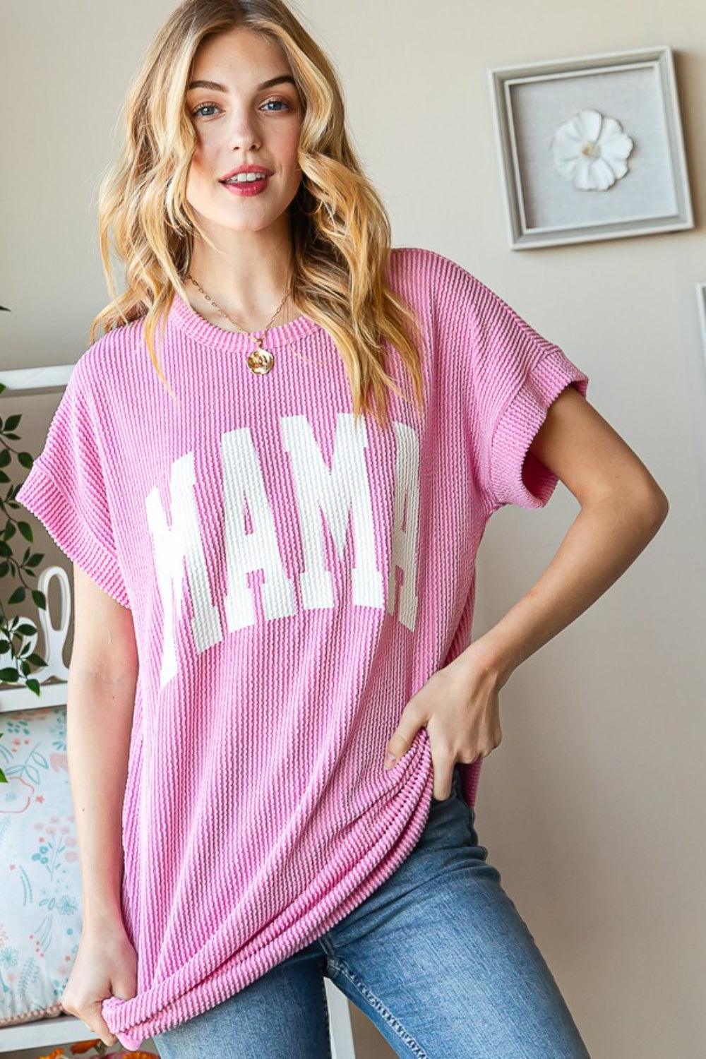 Heimish Full Size Letter Graphic Short Sleeve T-Shirt Pink Shirts & Tops