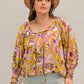 Plus Size Printed Tie Neck Blouse - DAVERRI FASHIONS