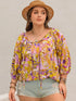 Plus Size Printed Tie Neck Blouse - DAVERRI FASHIONS
