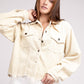 POL Oversized Frayed Edge Shacket BEIGE Shackets