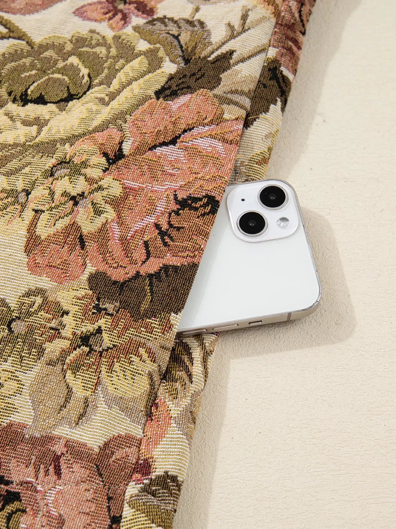 Floral Waffle Knit Patchwork Chest Pockets Buttoned Jacket - DAVERRI FASHIONS